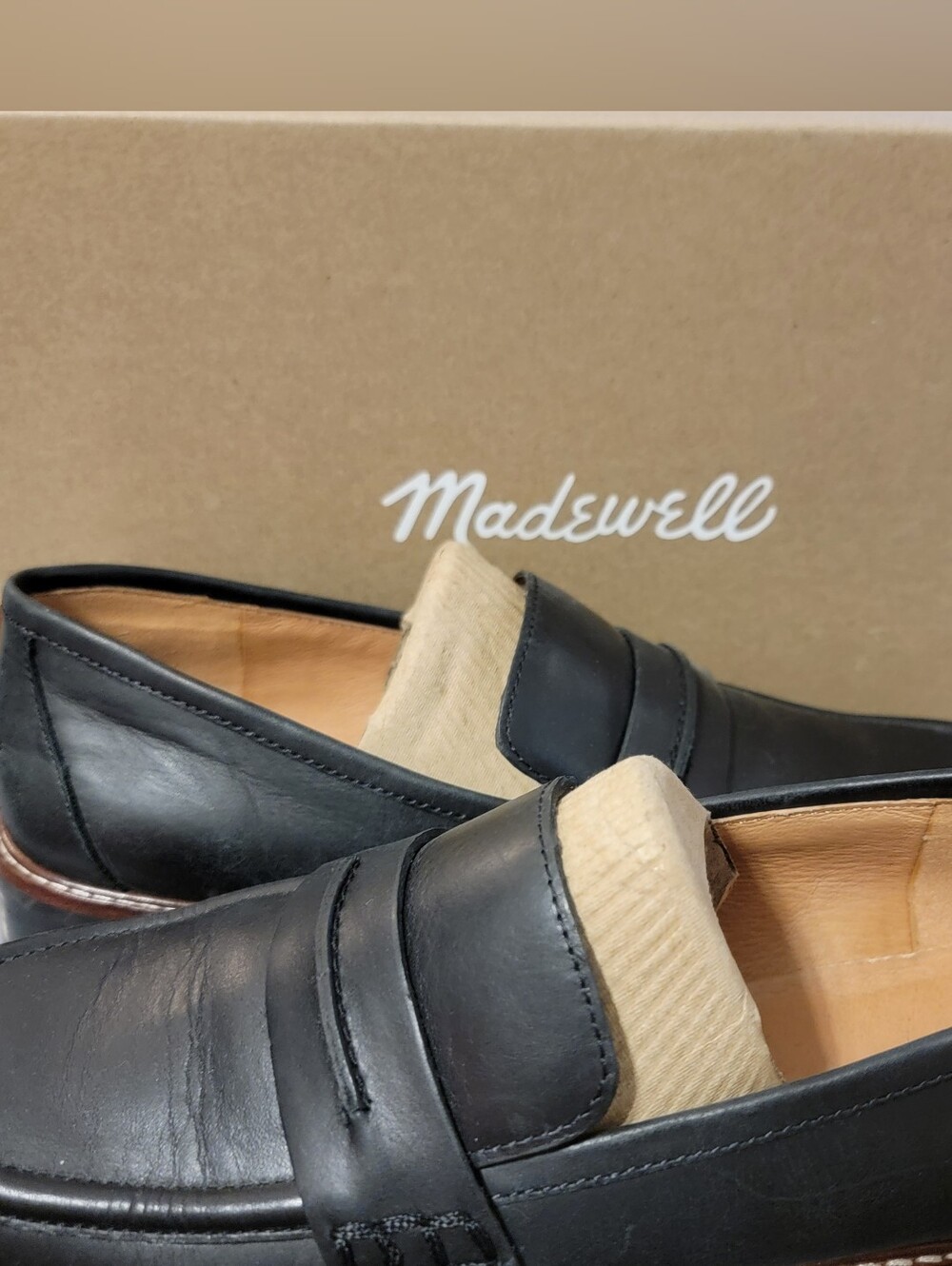 Madewell Black Leather Penny Loafers for Women